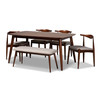 Baxton Studio Aeron Light Gray Upholstered Walnut Finished Wood 6-Piece Dining Set 159-9548-9549-9550